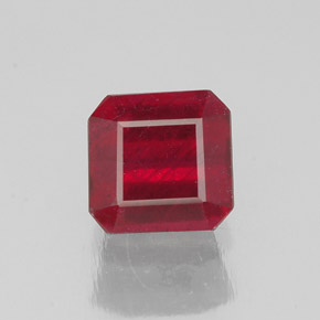 1.68캐럿 천연 핑크 레드 루비, 에메랄드 컷, 6.2×6 mm, SI