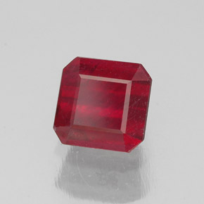 1.68캐럿 천연 핑크 레드 루비, 에메랄드 컷, 6.2×6 mm, SI
