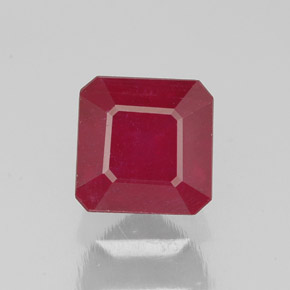 1.90캐럿 천연 핑크 레드 루비, 에메랄드 컷, 6.2×6.2 mm, SI