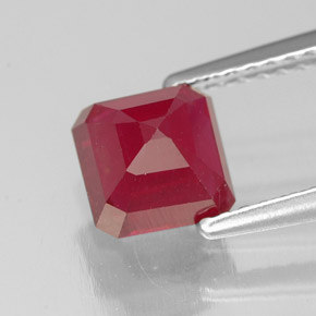 1.90캐럿 천연 핑크 레드 루비, 에메랄드 컷, 6.2×6.2 mm, SI