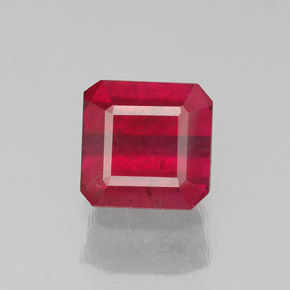 1.60캐럿 천연 핑크 레드 루비, 에메랄드 컷, 6.2×6.1 mm, SI