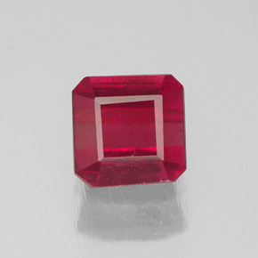 1.44캐럿 천연 핑크 레드 루비, 에메랄드 컷, 6.1×6 mm, SI