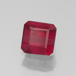 1.44캐럿 천연 핑크 레드 루비, 에메랄드 컷, 6.1×6 mm, SI