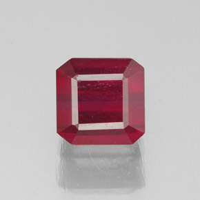 1.74캐럿 천연 핑크 레드 루비, 에메랄드 컷, 6.1×6 mm, SI