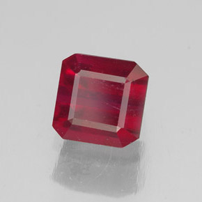 1.74캐럿 천연 핑크 레드 루비, 에메랄드 컷, 6.1×6 mm, SI