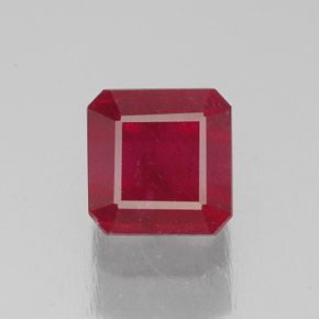 2.10캐럿 천연 핑크 레드 루비, 에메랄드 컷, 6.3×6.1 mm, SI