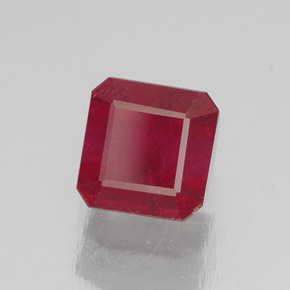 2.10캐럿 천연 핑크 레드 루비, 에메랄드 컷, 6.3×6.1 mm, SI