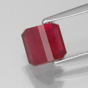 2.10캐럿 천연 핑크 레드 루비, 에메랄드 컷, 6.3×6.1 mm, SI