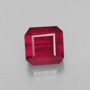 1.79캐럿 천연 핑크 레드 루비, 에메랄드 컷, 6×5.9 mm, SI