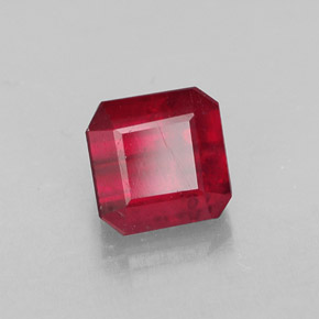 1.79캐럿 천연 핑크 레드 루비, 에메랄드 컷, 6×5.9 mm, SI