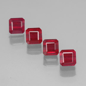 캐럿 천연 핑크 레드 루비 보석, 에메랄드 컷, 6.1×6.1 mm, SI