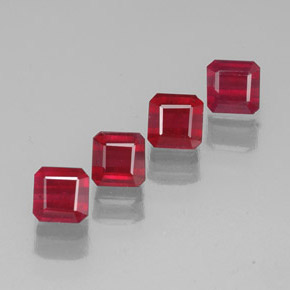 캐럿 천연 핑크 레드 루비 보석, 에메랄드 컷, 6.1×6.1 mm, SI