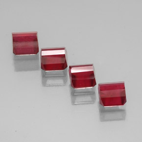 캐럿 천연 핑크 레드 루비 보석, 에메랄드 컷, 6.1×6.1 mm, SI
