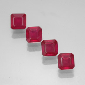 캐럿 천연 핑크 레드 루비 보석, 에메랄드 컷, 6.2×6.2 mm, SI