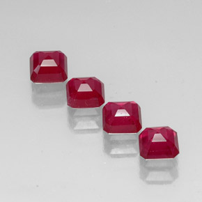 캐럿 천연 핑크 레드 루비 보석, 에메랄드 컷, 6.2×6.2 mm, SI