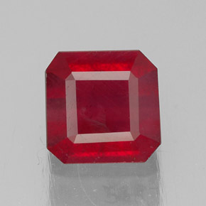 1.47캐럿 천연 핑크 레드 루비, 에메랄드 컷, 6.1×6 mm, SI