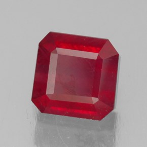 1.47캐럿 천연 핑크 레드 루비, 에메랄드 컷, 6.1×6 mm, SI