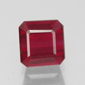 1.87캐럿 천연 핑크 레드 루비, 에메랄드 컷, 6.2×6 mm, SI