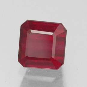1.87캐럿 천연 핑크 레드 루비, 에메랄드 컷, 6.2×6 mm, SI