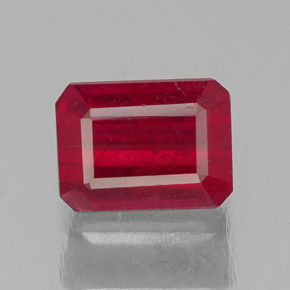 1.57캐럿 천연 핑크 레드 루비, 에메랄드 컷, 6.9×5.1 mm, SI