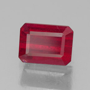 1.57캐럿 천연 핑크 레드 루비, 에메랄드 컷, 6.9×5.1 mm, SI