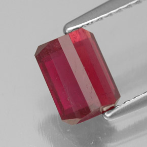 1.57캐럿 천연 핑크 레드 루비, 에메랄드 컷, 6.9×5.1 mm, SI