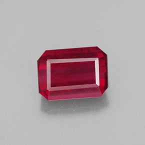 1.48캐럿 천연 핑크 레드 루비, 에메랄드 컷, 7.1×5.1 mm, SI