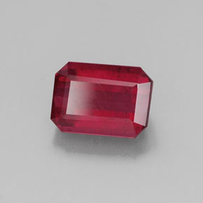 1.48캐럿 천연 핑크 레드 루비, 에메랄드 컷, 7.1×5.1 mm, SI