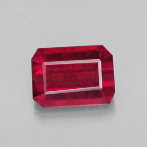 1.30캐럿 천연 핑크 레드 루비, 에메랄드 컷, 6.8×4.9 mm, SI
