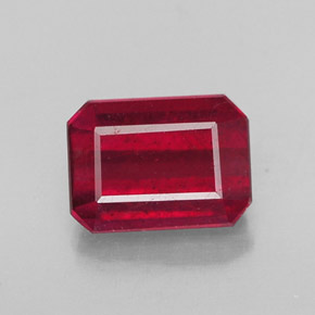 1.53캐럿 천연 핑크 레드 루비, 에메랄드 컷, 7.1×5.2 mm, SI