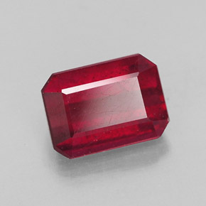 1.53캐럿 천연 핑크 레드 루비, 에메랄드 컷, 7.1×5.2 mm, SI