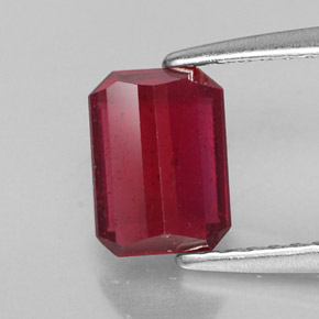 1.53캐럿 천연 핑크 레드 루비, 에메랄드 컷, 7.1×5.2 mm, SI