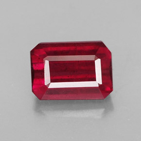 1.60캐럿 천연 핑크 레드 루비, 에메랄드 컷, 7.1×5.1 mm, SI