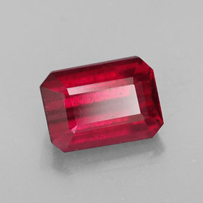 1.60캐럿 천연 핑크 레드 루비, 에메랄드 컷, 7.1×5.1 mm, SI