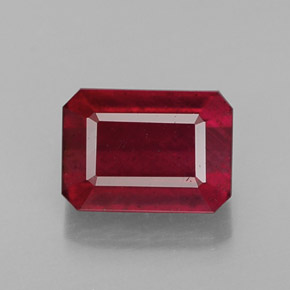 1.70캐럿 천연 핑크 레드 루비, 에메랄드 컷, 7.1×5.1 mm, SI