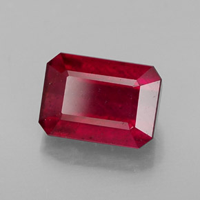 1.70캐럿 천연 핑크 레드 루비, 에메랄드 컷, 7.1×5.1 mm, SI