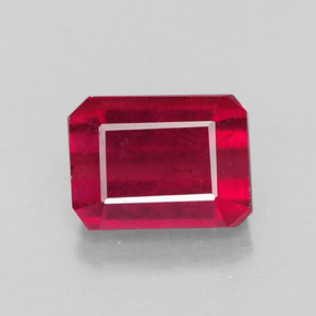 1.73캐럿 천연 핑크 레드 루비, 에메랄드 컷, 7.1×5.2 mm, SI