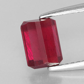 1.73캐럿 천연 핑크 레드 루비, 에메랄드 컷, 7.1×5.2 mm, SI