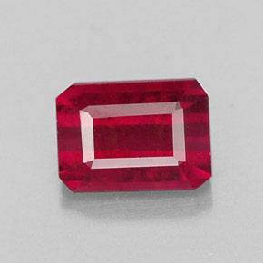 1.59캐럿 천연 핑크 레드 루비, 에메랄드 컷, 7.2×5.2 mm, SI