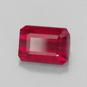 1.59캐럿 천연 핑크 레드 루비, 에메랄드 컷, 7.2×5.2 mm, SI