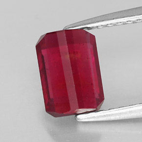 1.59캐럿 천연 핑크 레드 루비, 에메랄드 컷, 7.2×5.2 mm, SI