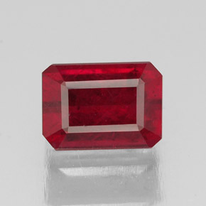 1.78캐럿 천연 핑크 레드 루비, 에메랄드 컷, 7.2×5.2 mm, SI