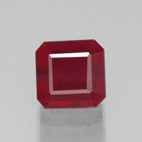 1.75캐럿 천연 핑크 레드 루비, 에메랄드 컷, 6×6 mm, SI