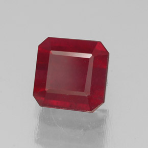 1.75캐럿 천연 핑크 레드 루비, 에메랄드 컷, 6×6 mm, SI