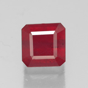 1.92캐럿 천연 핑크 레드 루비, 에메랄드 컷, 6.1×6 mm, SI