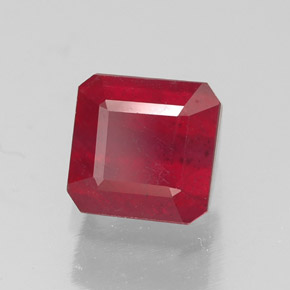 1.92캐럿 천연 핑크 레드 루비, 에메랄드 컷, 6.1×6 mm, SI