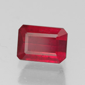 1.69캐럿 천연 핑크 레드 루비, 에메랄드 컷, 7.1×5.1 mm, SI