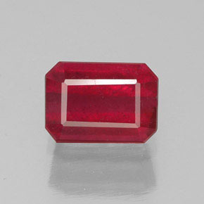 1.48캐럿 천연 핑크 레드 루비, 에메랄드 컷, 7.1×5.1 mm, SI