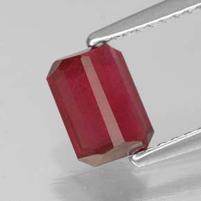1.48캐럿 천연 핑크 레드 루비, 에메랄드 컷, 7.1×5.1 mm, SI