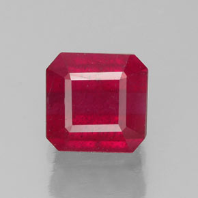 1.48캐럿 천연 핑크 레드 루비, 에메랄드 컷, 6.1×5.9 mm, SI